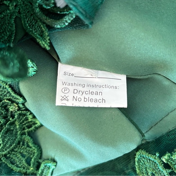 Emerald Green Lace Formal Bridesmaid Prom Dress Sz 9 Hi-Low Corset Built-in Bra - Picture 7 of 16